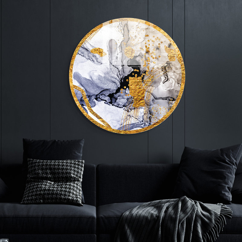 Élégante peinture décorative en verre trempé, 23,6 pouces de diamètre | 100% verre trempé, épaisseur: 0,16 pouce | Parfait pour la décoration intérieure, le salon et les espaces de bureau, un attrait visuel époustouflant, durable et élégant