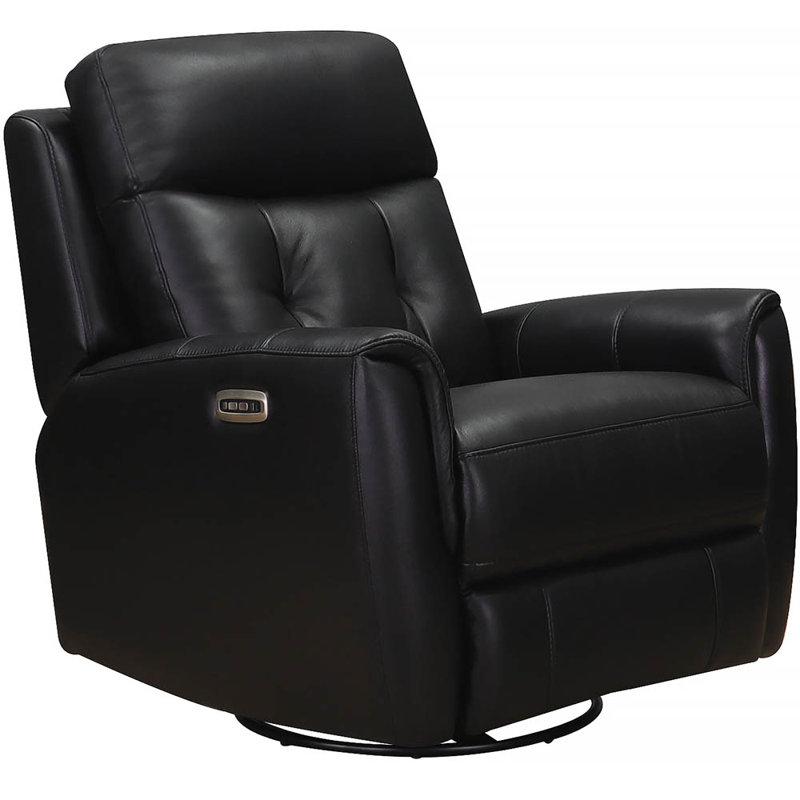 Fauteuil inclinable et oscillant pivotant en cuir Avanna, Noir Torino
