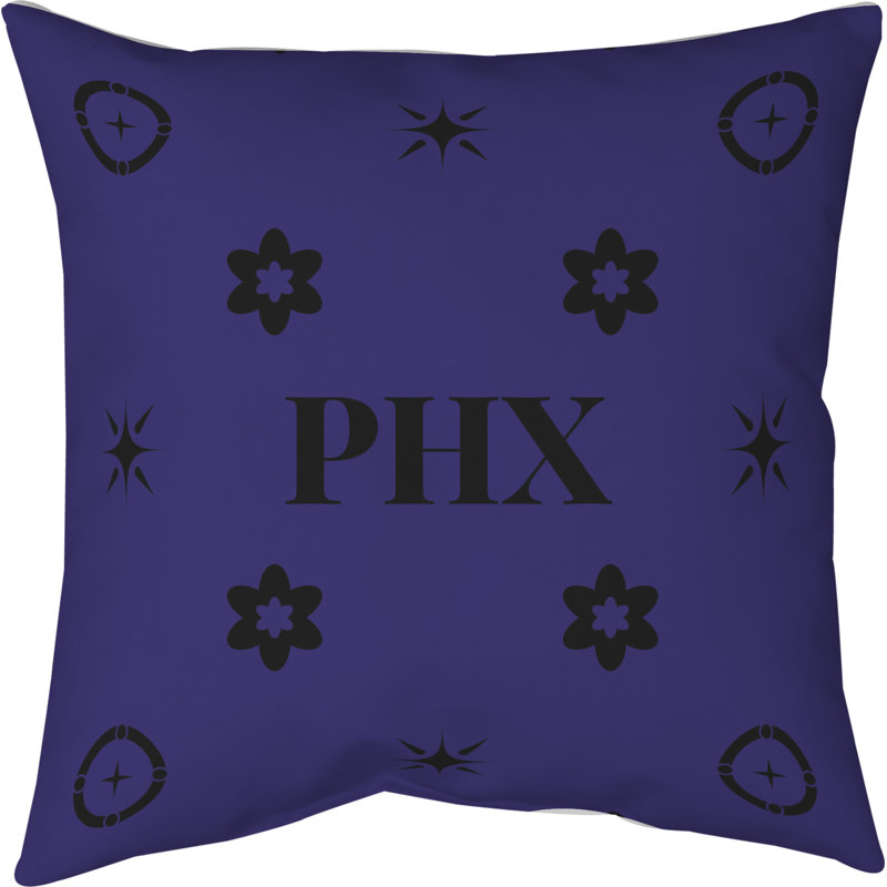 Coussin en coton Phoenix, Coussin en polyester filé soufflé et fermé, Phoenix noir / mauve, 18 pouces x 18 pouces