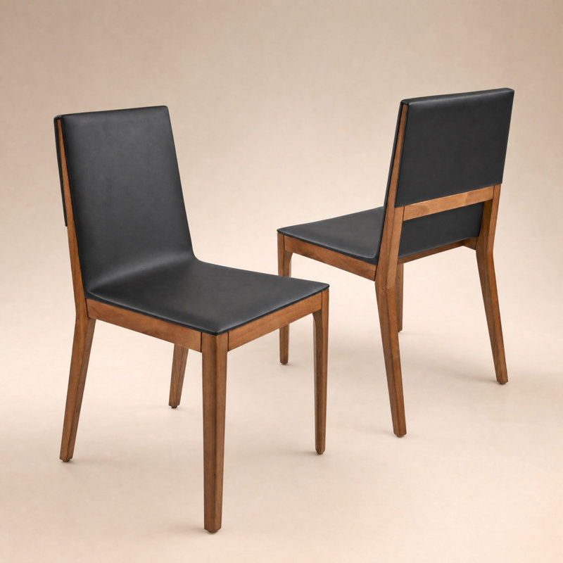 Chaise rembourrée en bois massif Aito, Noir