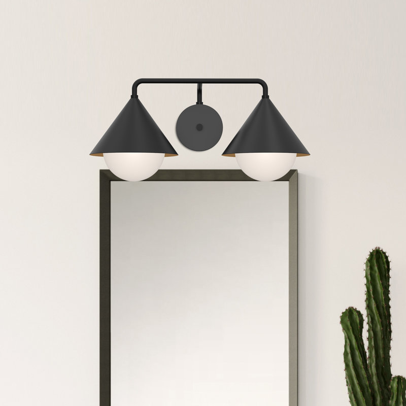 Applique murale en acier Ireland, Noir mat / verre opale