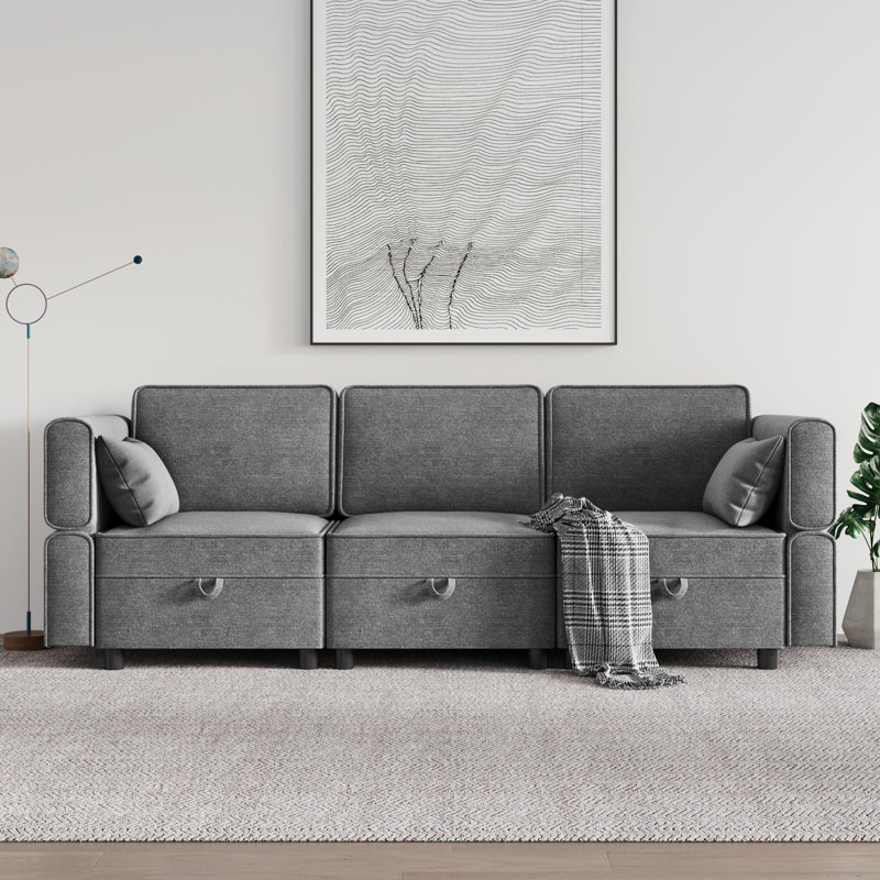 Canapé 3 places l 87 po avec rangement, canapés modulaires confortables et canapés