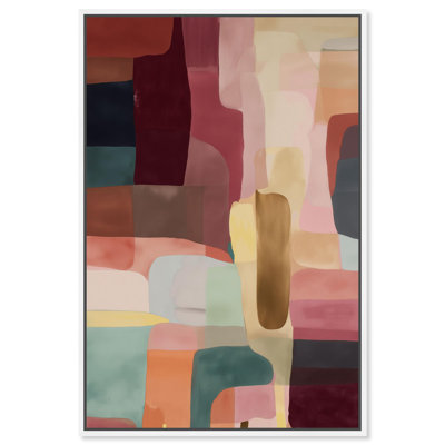 Gemstone Fields III Canvas Print Pink Modern Wall Art by Art Remedy, White Frame, 16 x 24
