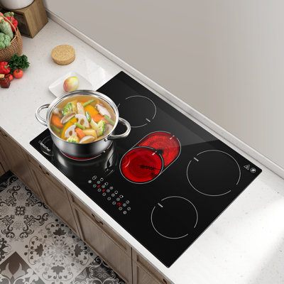 Plaque de cuisson électrique 5 brûleurs 8500W avec brûleur électrique double AMZCHEF