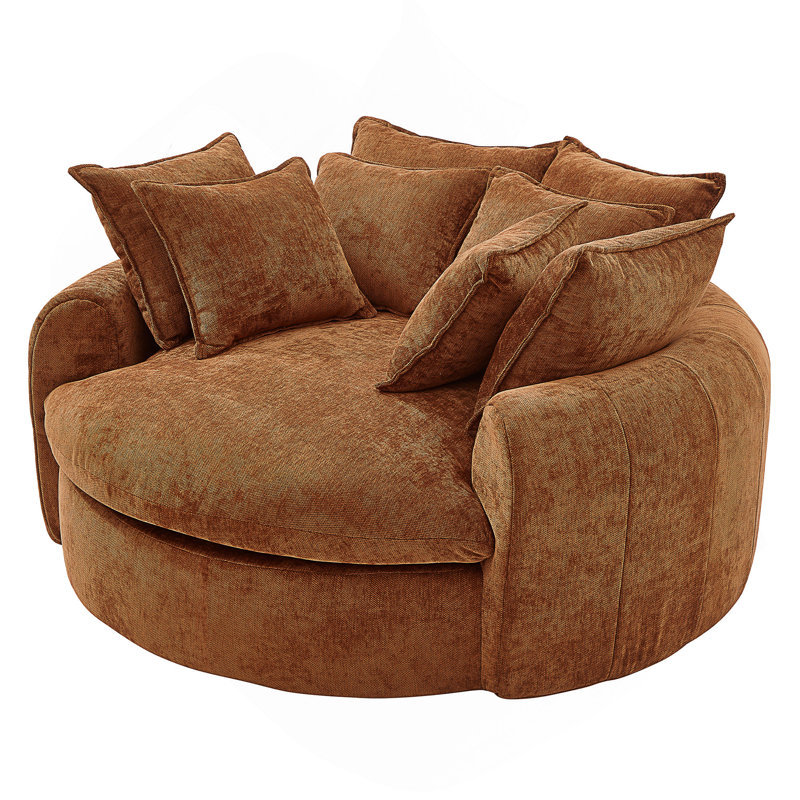 59.8" Round Upholstered Convertible Sofa Bed