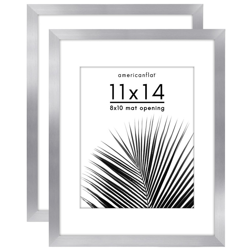 Cadre photo Americanflat - ensemble de 2 - cadre avec passe-partout - plexiglas poli, Argent argent