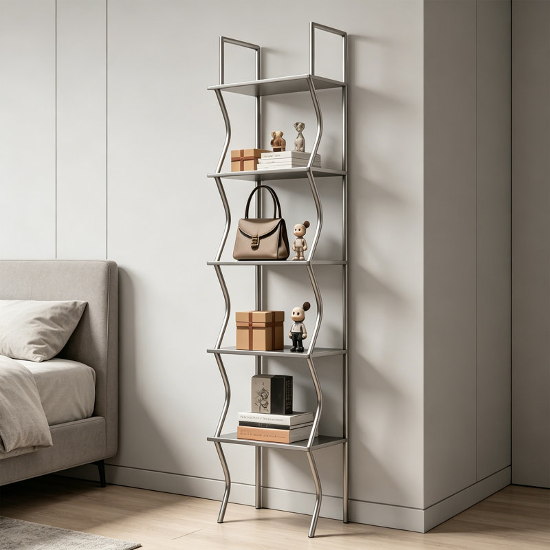 Wave Stainless Steel Display Shelf, 66.93"H x 39.37"W x 11.81"D