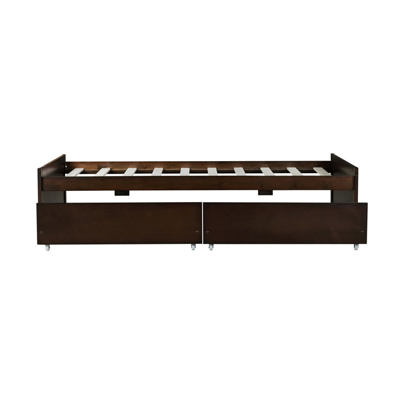 Wood Bed With Two Spacious Drawers Bedroom, Espresso