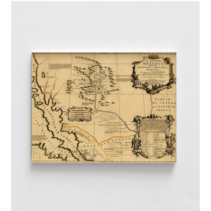 Mexique et Californie, 1742, ancienne carte de Californie, reproduction d'affiche, décor mexicain antique, art mural rustique de l'État de la Californie, impression de carte mexicaine