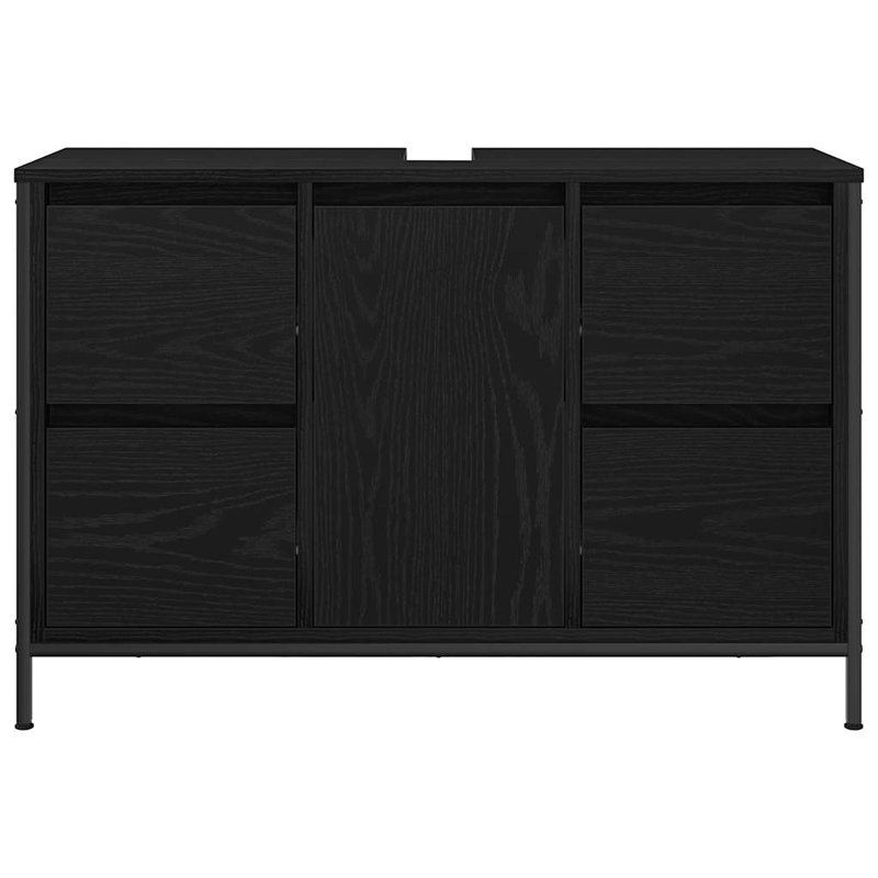 90mm Single Bathroom Vanity with Basin, Black Oak 