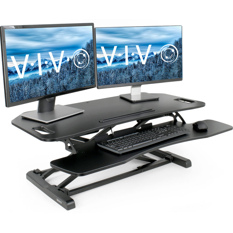 VIVO Height Adjustable Standing Desk Converter (DESK-V000K Series), Black/Black, 48"