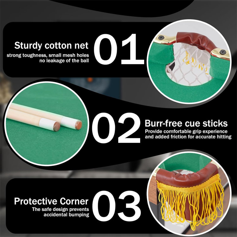 Table de billard portative 54 po RayChee, Vert / bois gris