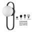 Ensemble de 2 appliques murales Mid-Century noires avec abat-jour en verre blanc
