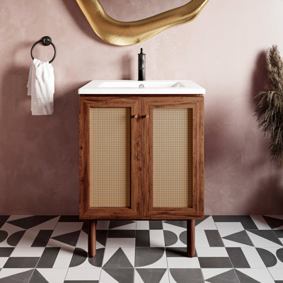Classe 24" Freestanding Bathroom Vanity in Brown Oak with Sink Top