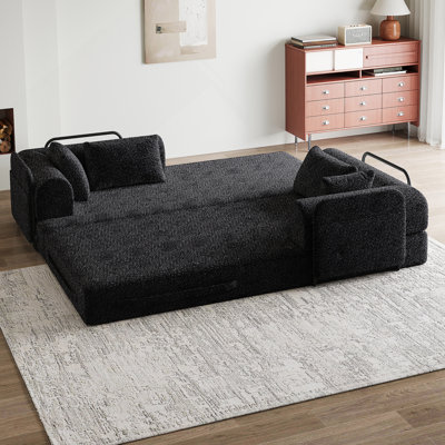 78.7-Inch Convertible Sleeper Sofa Bed With Cylindrical Pillow, Chenille Folding Mattress Couch For Ultimate Comfort And Versatility