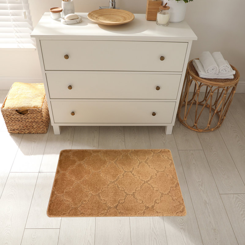 Geometric Synthetic Non-Skid Kitchen Mat, Rectangle 1'5" x 2'8", Beige