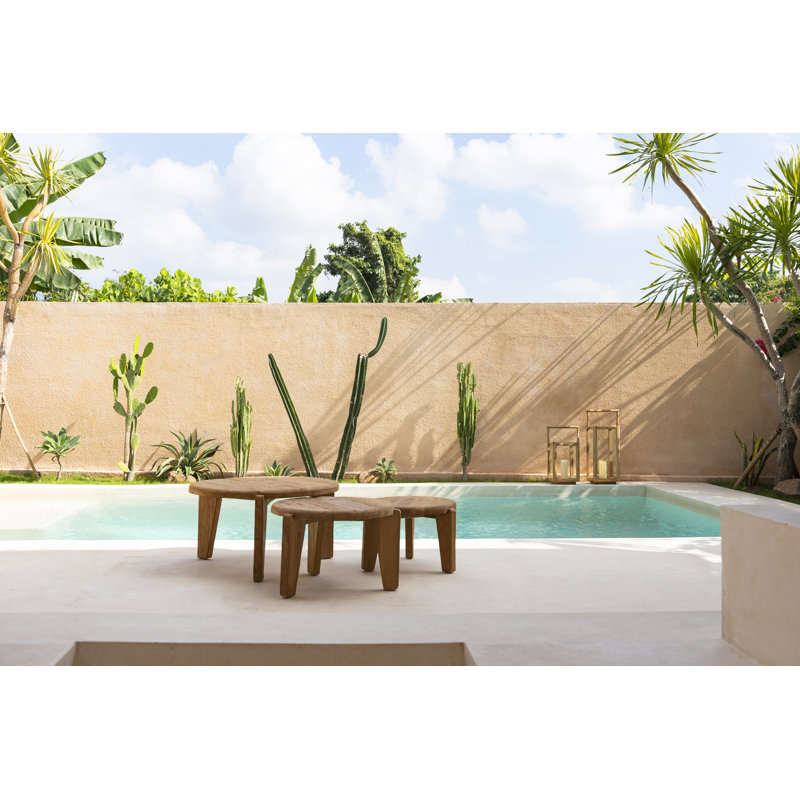 Jimeny Round Solid Wood Outdoor Coffee Table, 45cm H x 80cm L x 80cm W