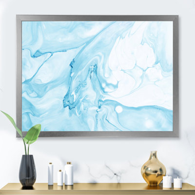 Art liquide en bleu clair et turquoise I - peinture sur toile
