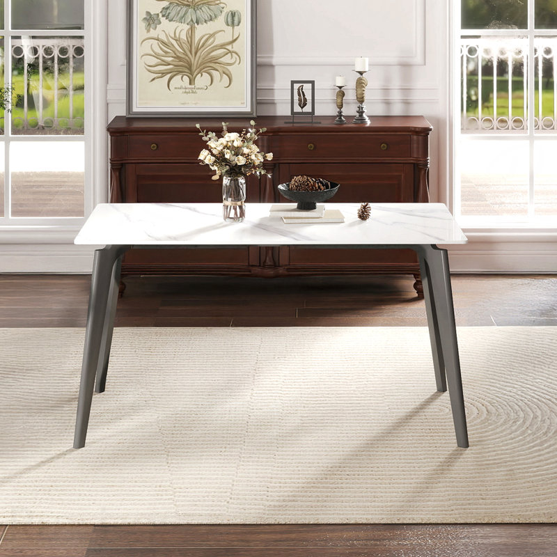 Table de salle à manger rectangulaire moderne 55,12 po 55 pi, H 29,53 po x L 55,12 po x l 31,5 po, Blanc