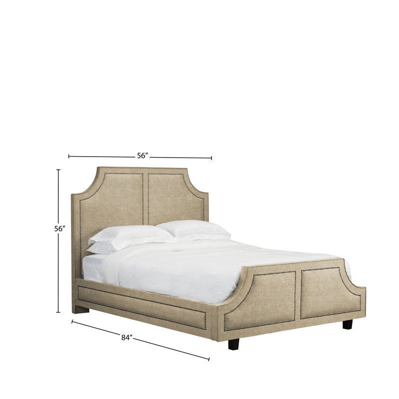 Lit plateforme en tissu d’ameublement Stoller, Double, Velours - Sable