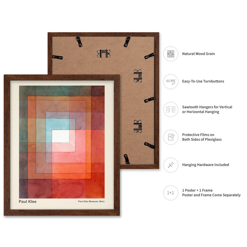 Paul Klee - Polyphonique, H 24 po x l 32 po, Poster, Encadrement brun
