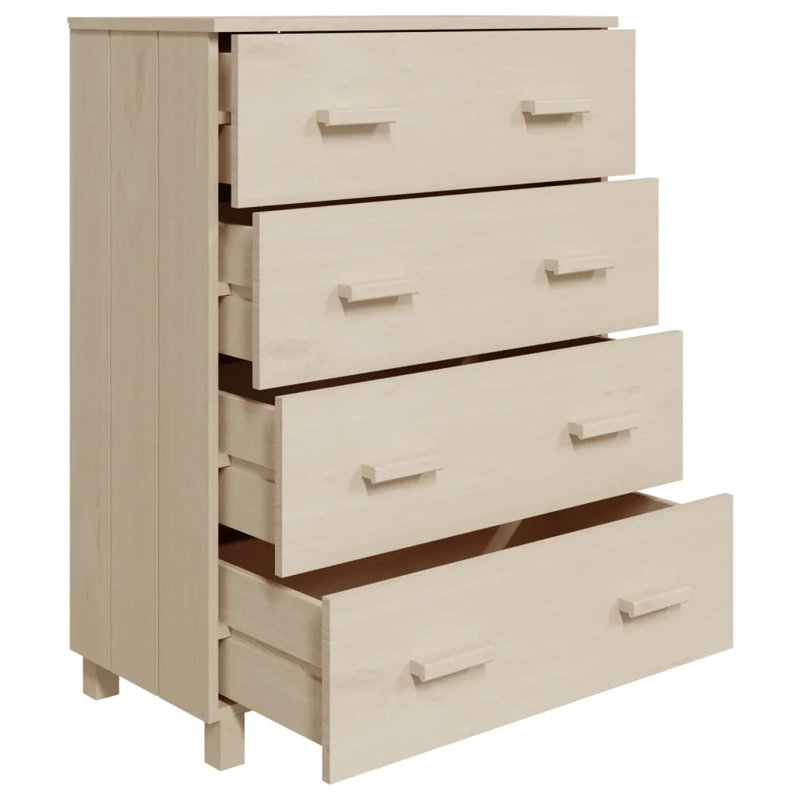 Ebern Designs Solid Pine Wood Sideboard, Honey Brown