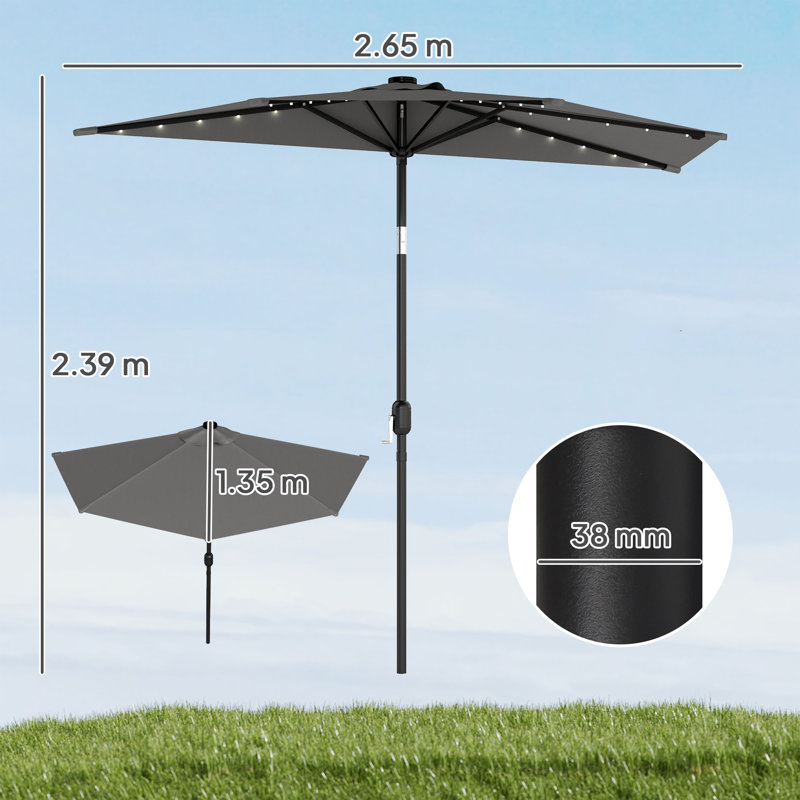 265cm Wall Mount Parasol, Dark Grey