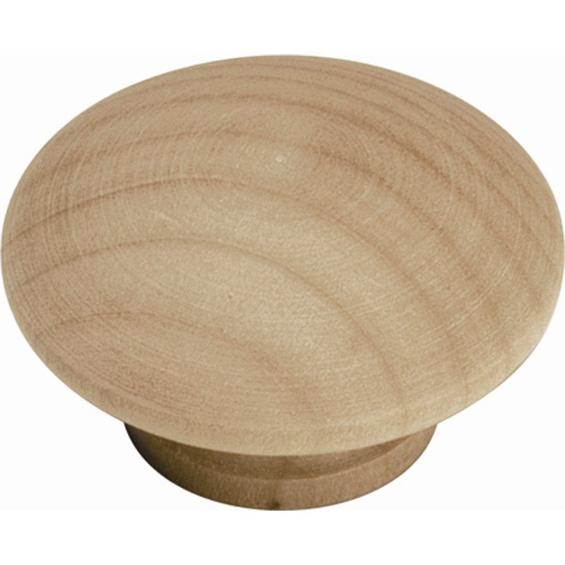 Unfinished Natural Wood Round Cabinet Knob with Mounting Hardware