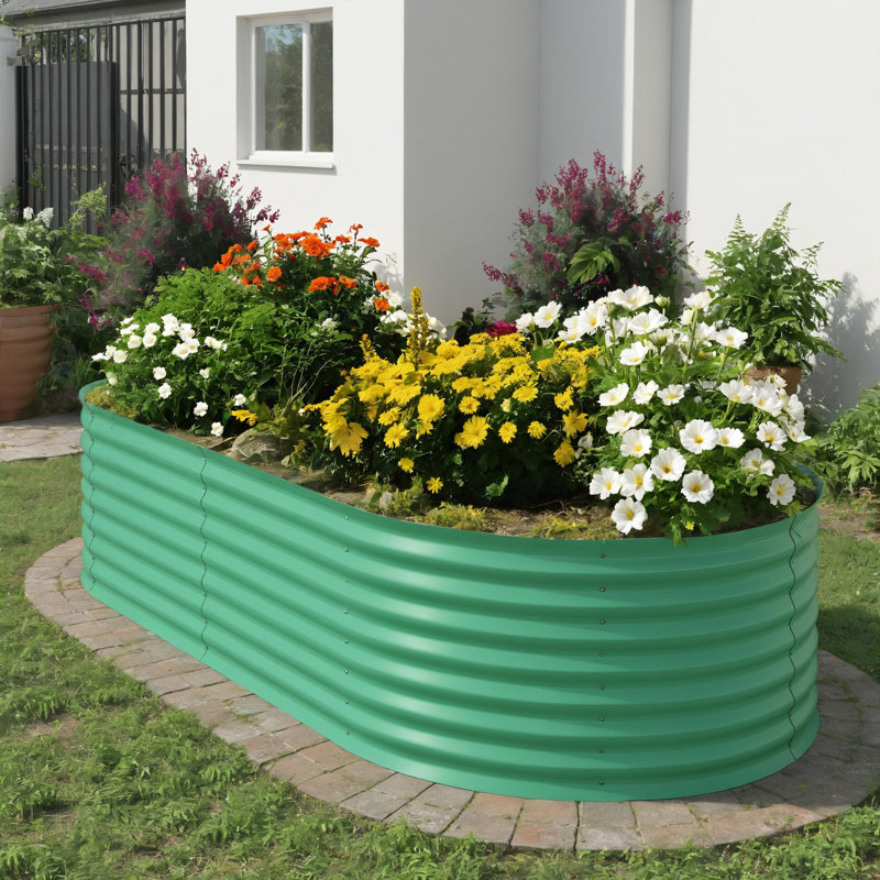 Metal Raised Garden Bed, 60cm H x 180cm W x 90cm D, 1, Green