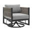 Chaise longue d'extérieur pivotante en aluminium noir avec coussins gris-129705567
