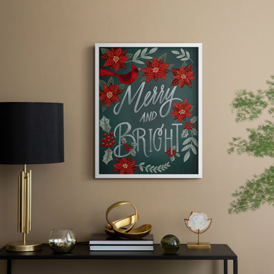 «Red Flowers Christmas I», reproduction encadrée - bois massif
