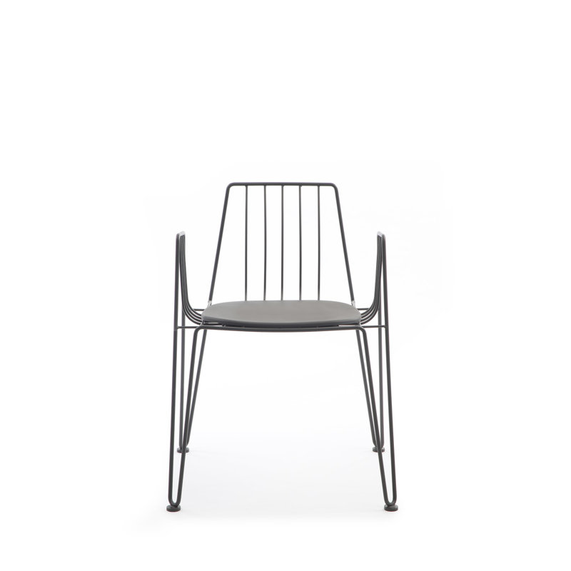 Frakston Stacking Patio Dining Armchair with Cushion, Grey