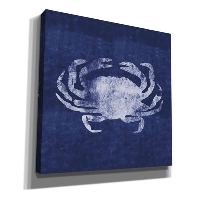 «Indigo Crab» par Linda Woods, art mural sur toile