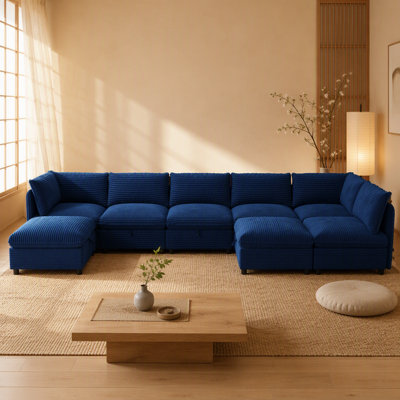 Modular Sectional Sofa, Convertible Sofa Seat With Storage, Sleeper Sectional Sofa Set, Fabric Flexible Modular Combinations for Living Room(8seats)