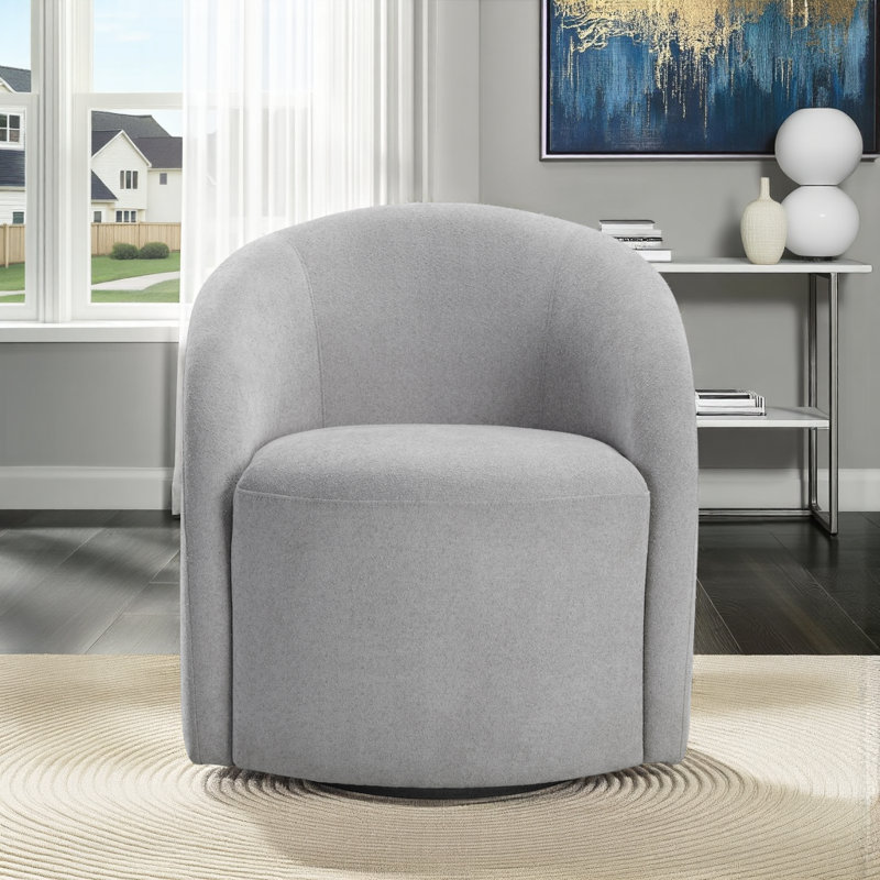 Fauteuil demi-tonneau pivotant Boucle - Conception pivotante à 360 ° avec support de ressorts ensachés, Gris