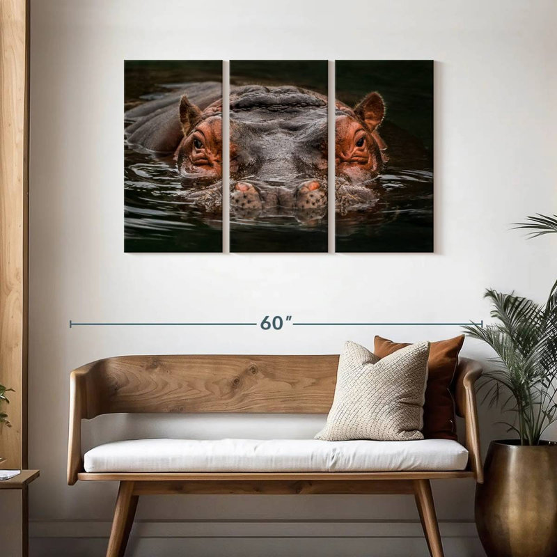 Hippopotame submergé Brampt, H 28 po x l 45 po
