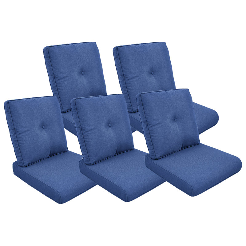 Schutt 22" W Olefin Outdoor Seat/Back Cushion with Removable Zippered Covers, Blue, 5 Seat/Back Cushion