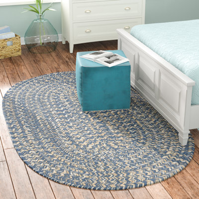 Tapis réversible en mélange de laine Bristow - bleu denim