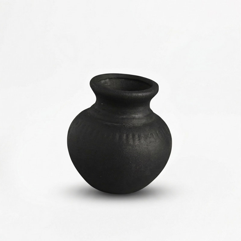 Paper Mache Mini Vase Set Of 9 - Dia 12.6", Black