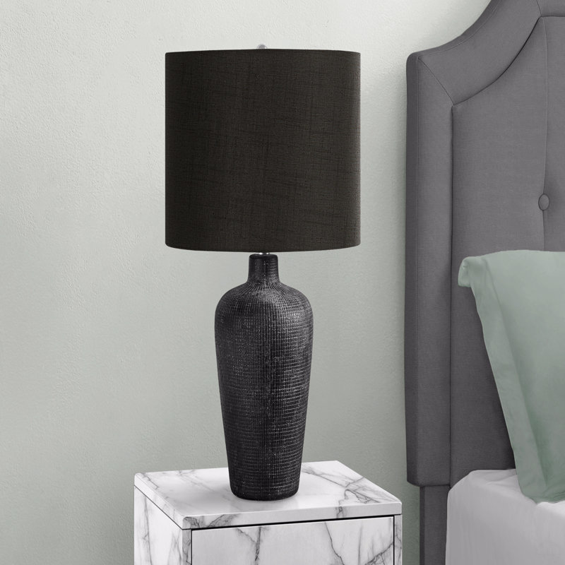 Lighting, lampe de table, H 24 po, céramique noire, abat-jour noir