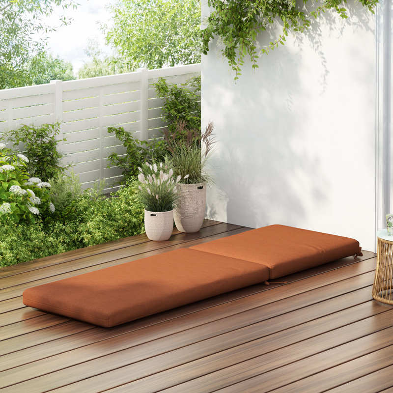 Noah Outdoor Chaise Lounge Cushion, Orange, Orange