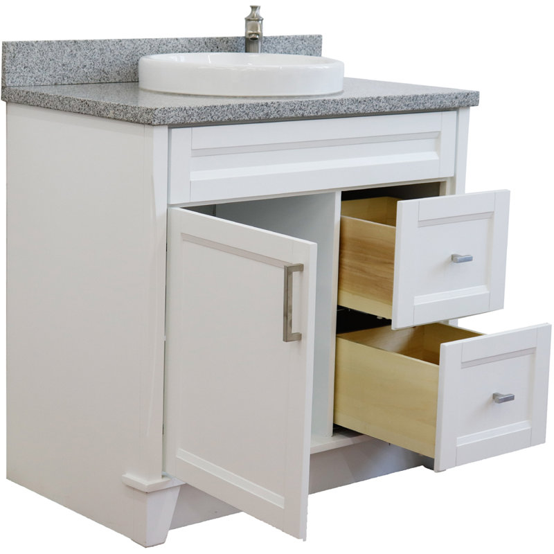 Ensemble de meuble-lavabo simple 37 po Dilsey, Granite, Blanc