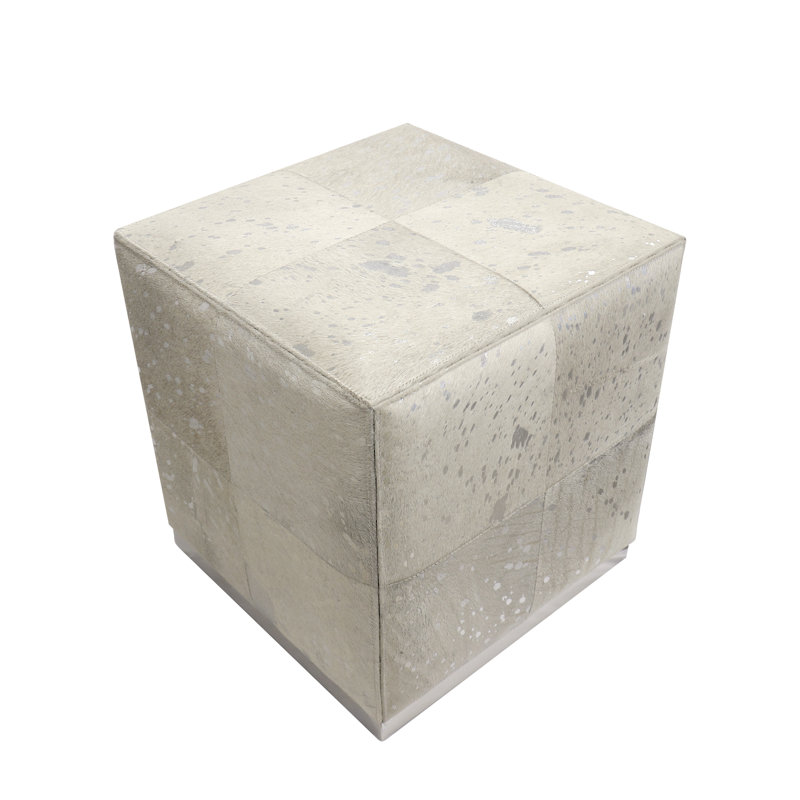 Safari Silver Foil Cowhide Ottoman