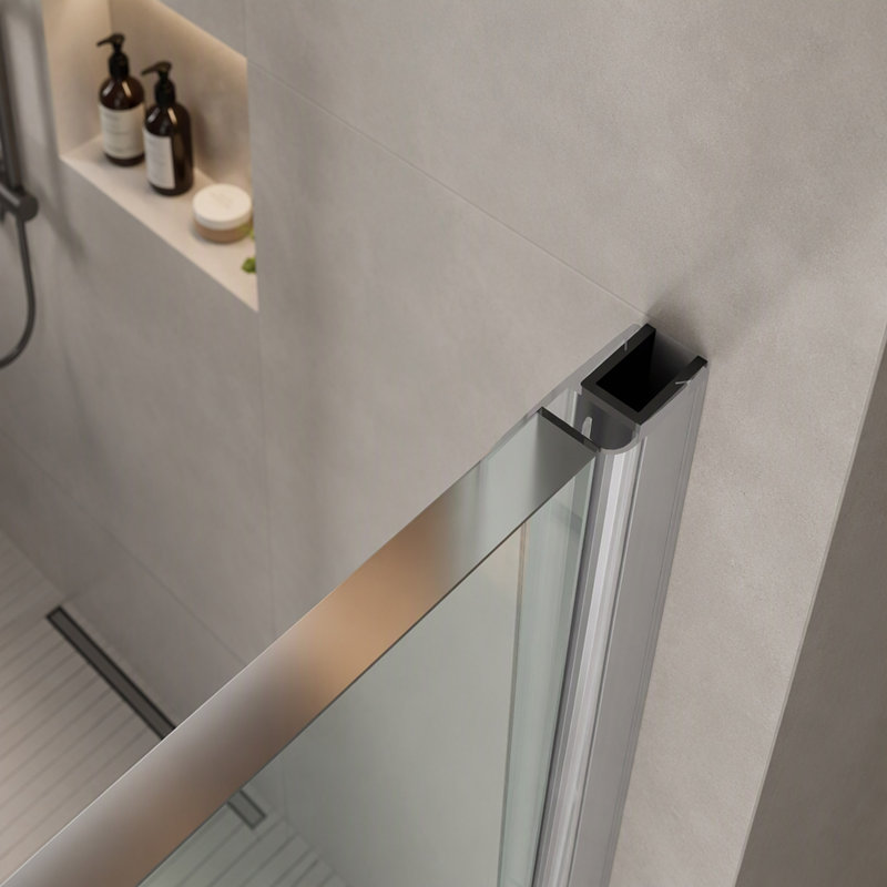 Porte de douche sans cadre l 28 po x H 72 po, verre trempé 3/8 po (10 mm), balançoire simple articulée, installation réversible
