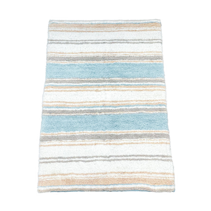 Lermitage Bath Rug, 17''W x 24''L, Blue/Beige/White