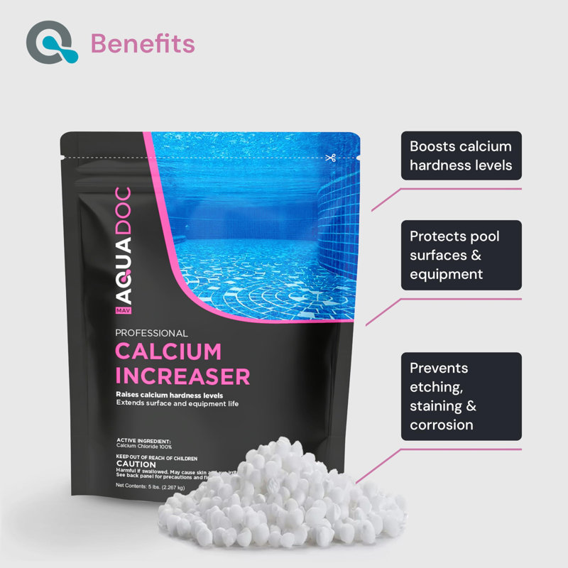 Augmentateur de dureté calcique pour piscine MAV AquaDoc - 5 lb - Chlorure de Calcium à Dissolution Rapide pour Piscines - Fabriqué aux États-Unis