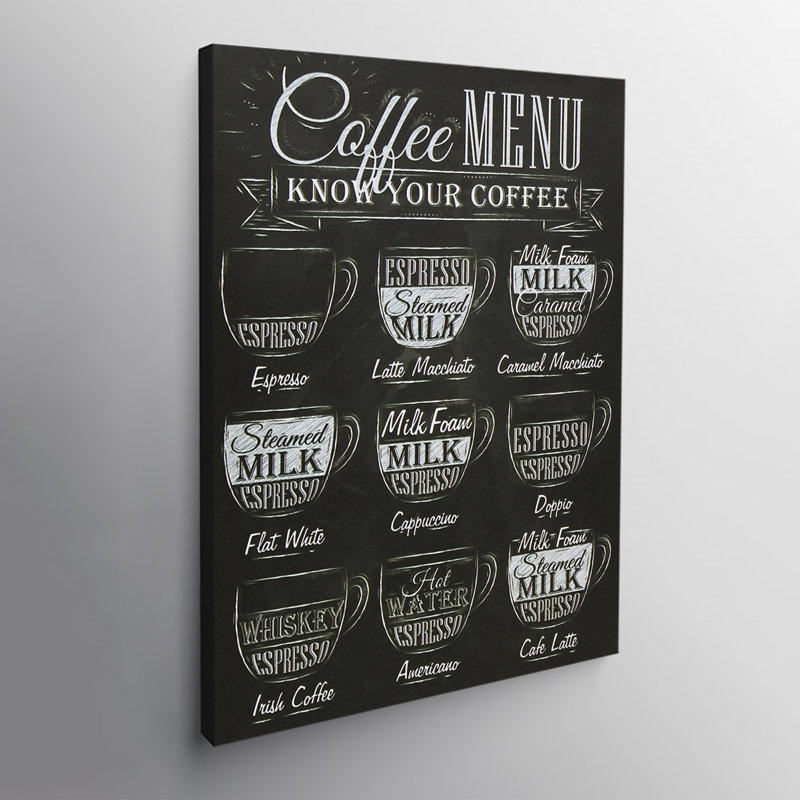 Coffee Menu - Wrapped Canvas Print, 31" H x 21" W x 4" D
