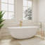 Baignoire îlot 180 x 89 cm en résine de pierre avec trop-plein et bonde rétractable-110853032
