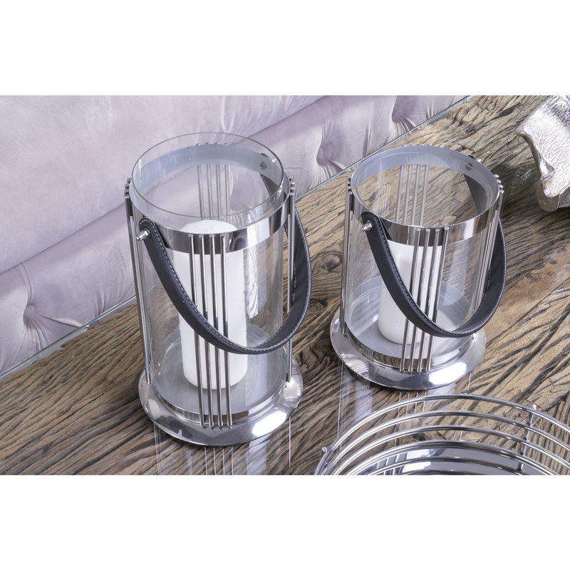 Cyrus Tabletop Lantern, 45 cm H x 19 cm W x 19 cm D, Silver