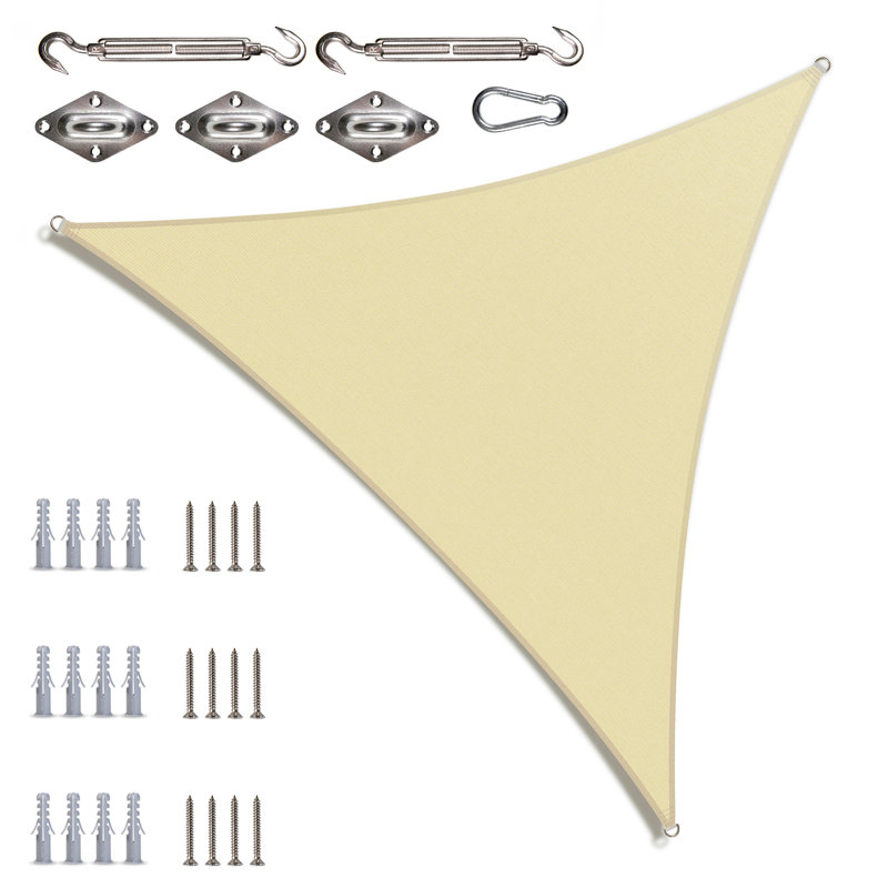 Toile d'ombrage triangulaire Royal Shade avec quincaillerie, Beige, 18 pi x 18 pi x 18 pi